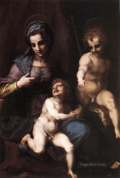 Andrea del Sarto Painting - La Virgen y el Niño con el joven San Juan manierismo renacentista Andrea del Sarto